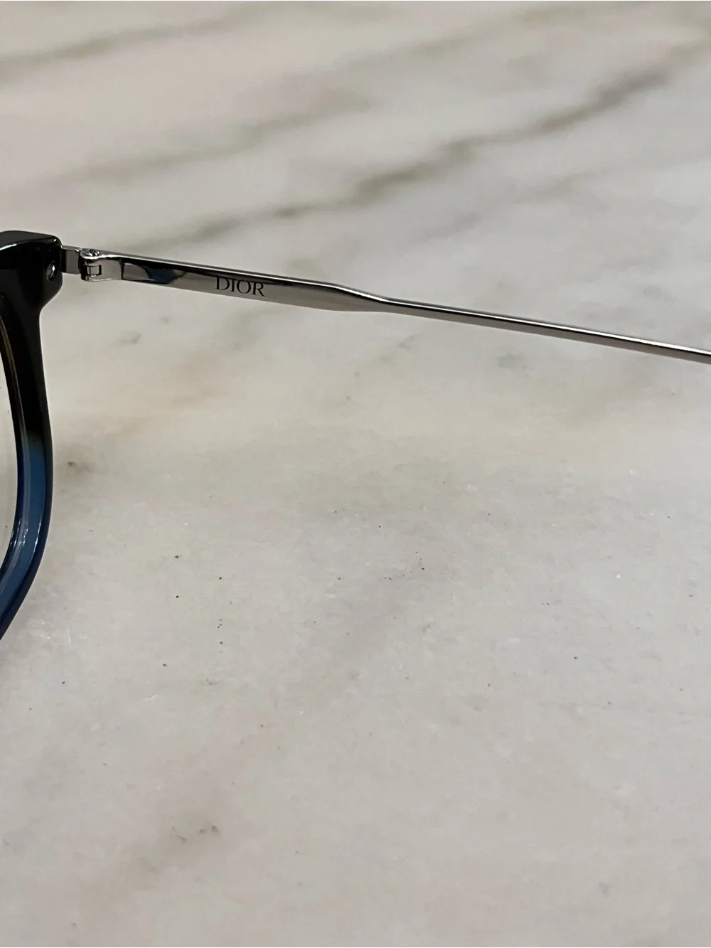 Dior Unisex Black-to-Blue Ombre Round Optical Glasses